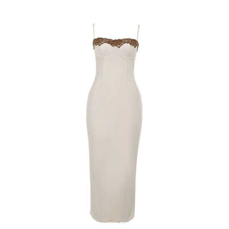 Lace Patchwork Spaghetti Strap Dress