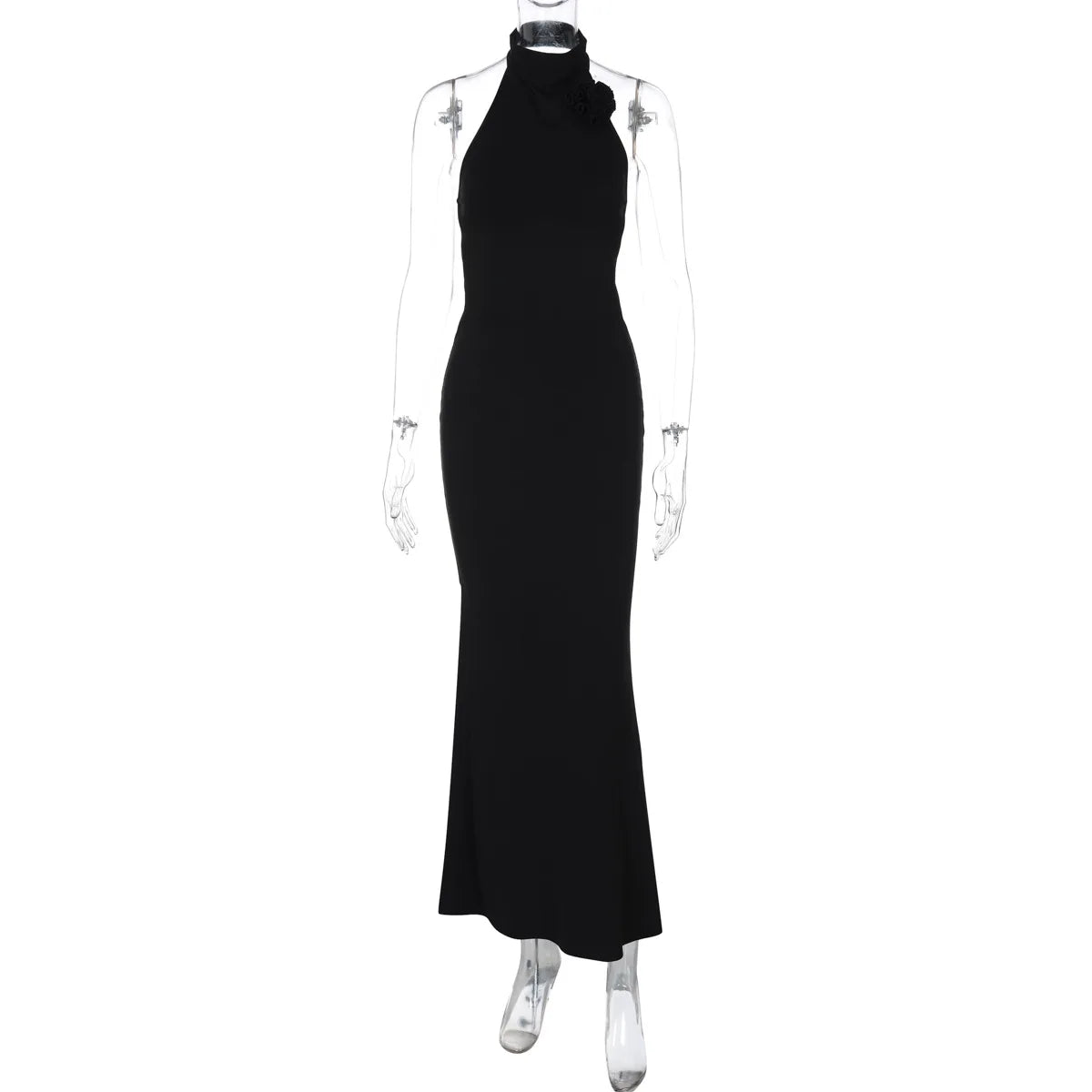 Halter Flower Backless Maxi Dress