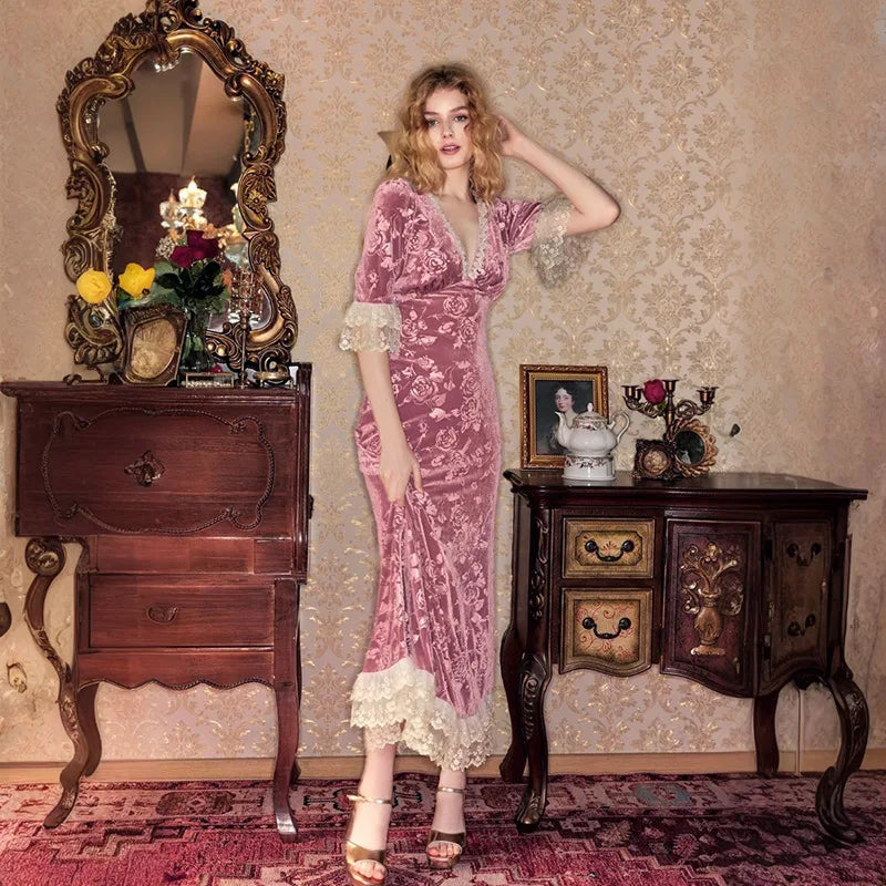Patchwork Lace Short Sleeve Printed Floral Dress