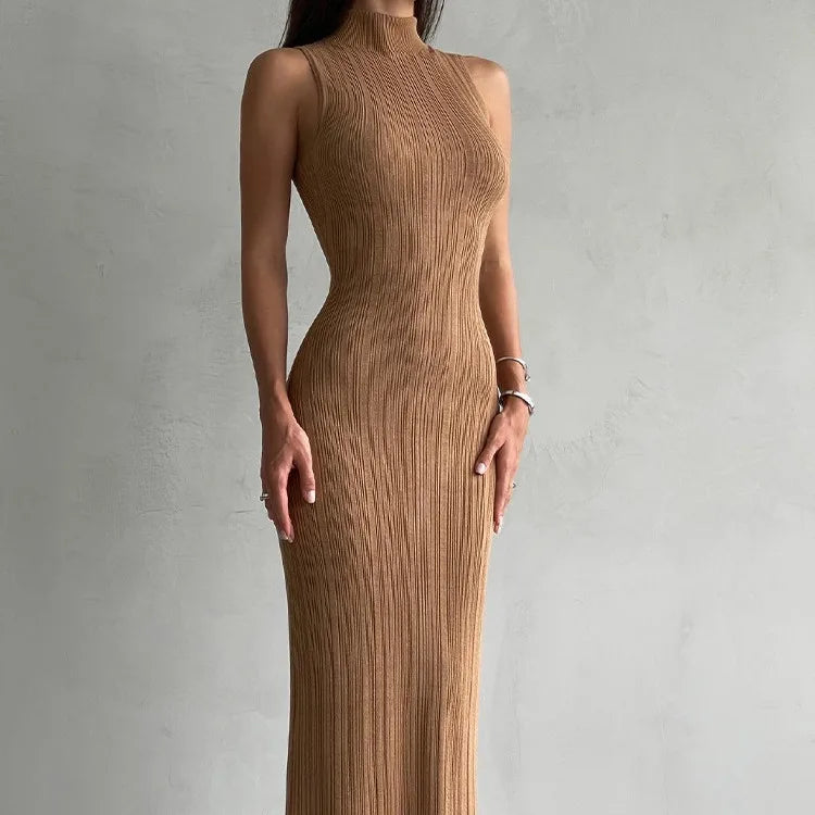 Women's Sleeveless Turtleneck Maxi Dress
