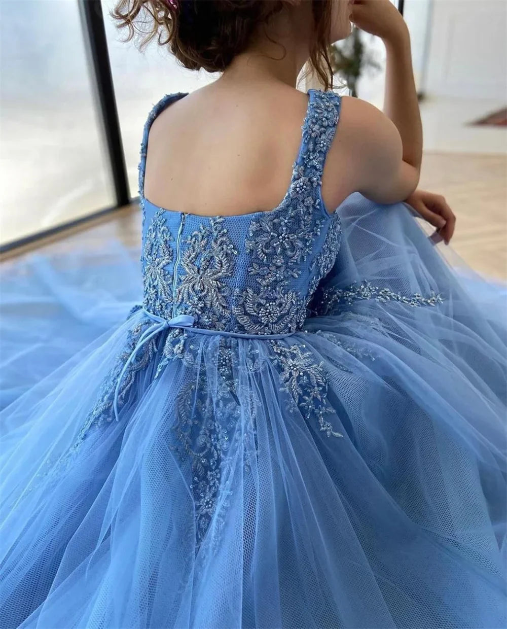 Heart Neck Beaded Lace Embroidery Prom Dress