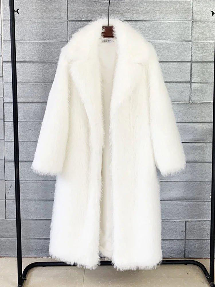 Winter Fur Feather Overcoat  Loose Streetwear Jacket