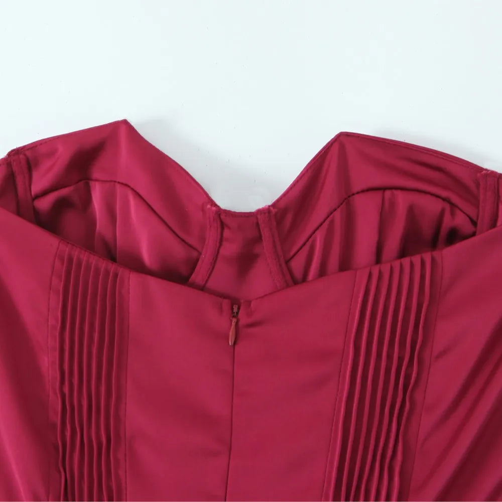 Bra Chest With Wire Satin Strapless Dress