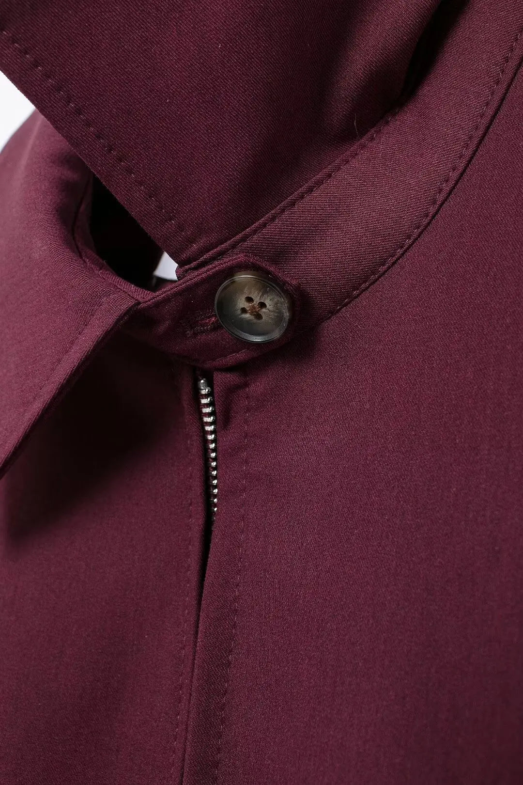 Zipper Lapel Burgundy Color Jacket and Skirt Suit