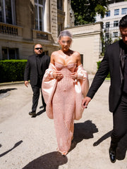 Pink Strapless See Through Long Dress