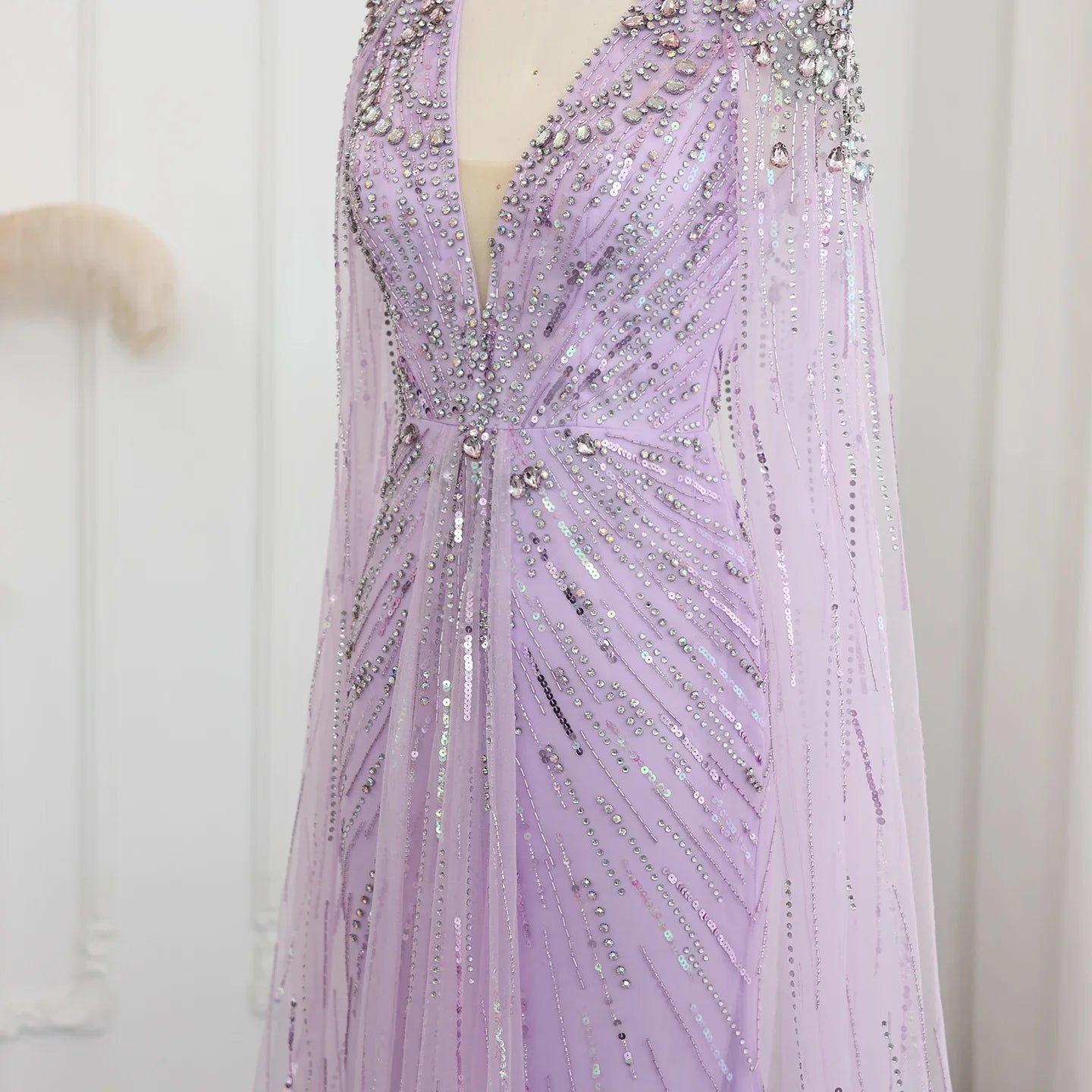 Crystal Evening Gown with Cape