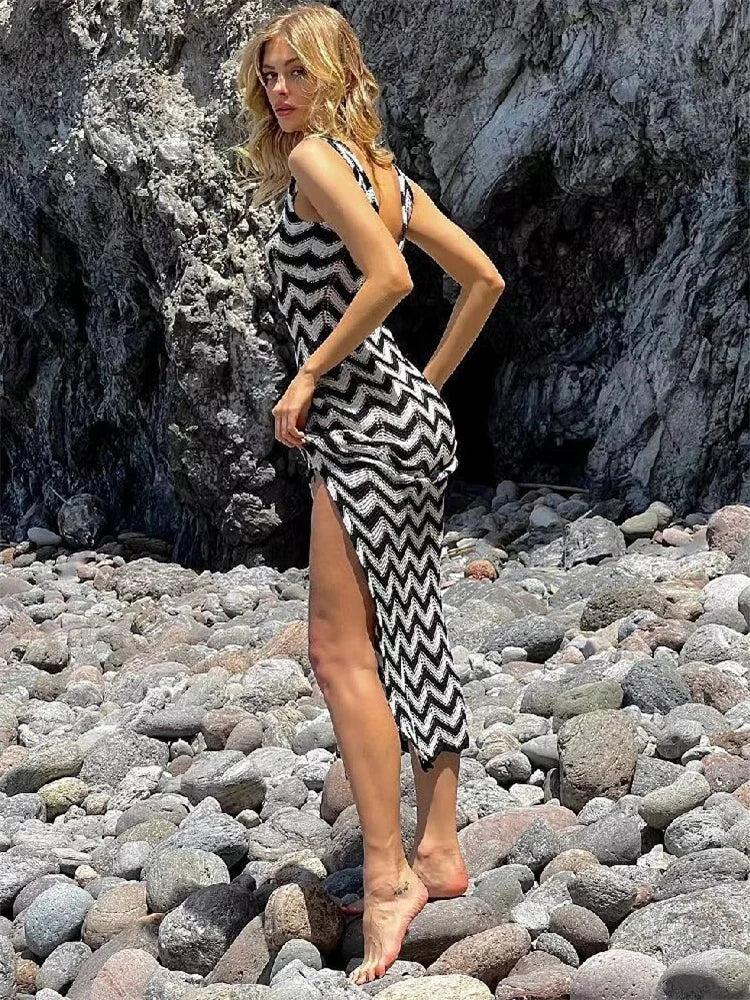 Striped Knit Contrast Women Dress