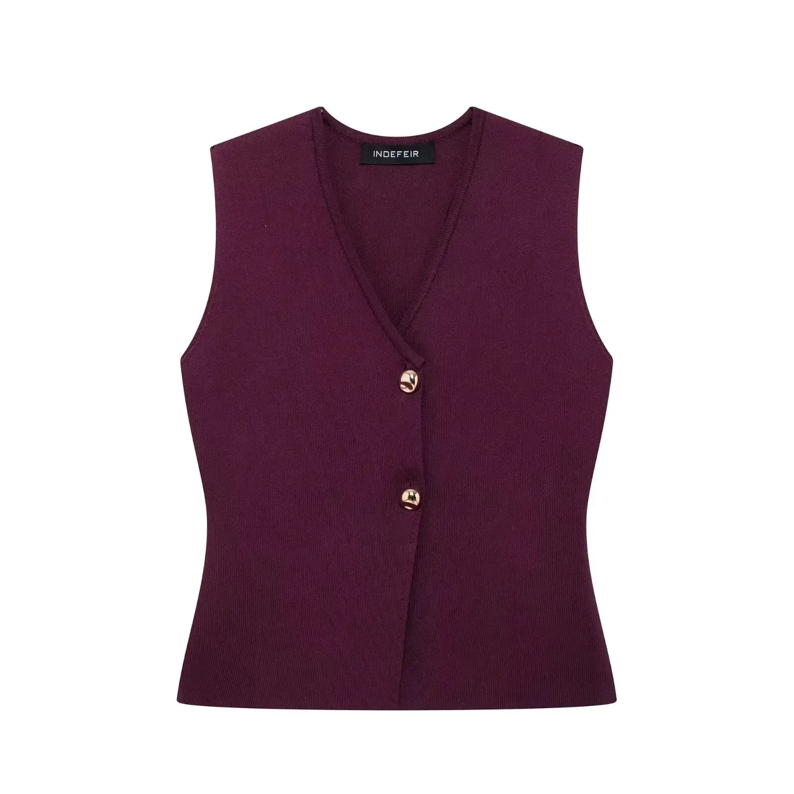 Button Knit Top Side Zipper Skirt Suit