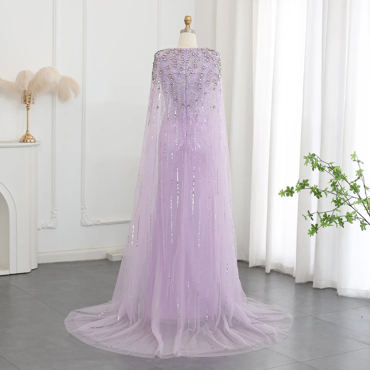 Crystal Evening Gown with Cape
