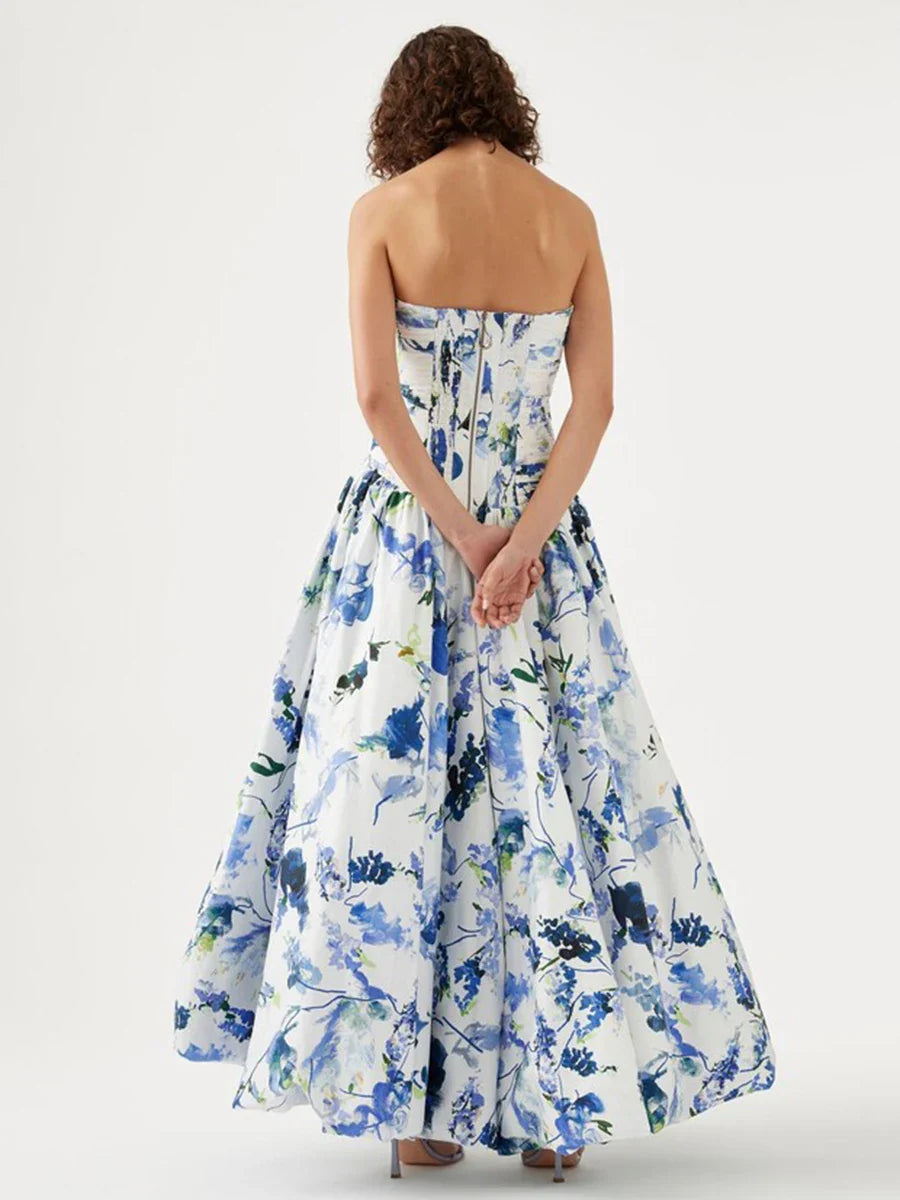 Strapless Sleeveless High Waist Temperament Long Dress