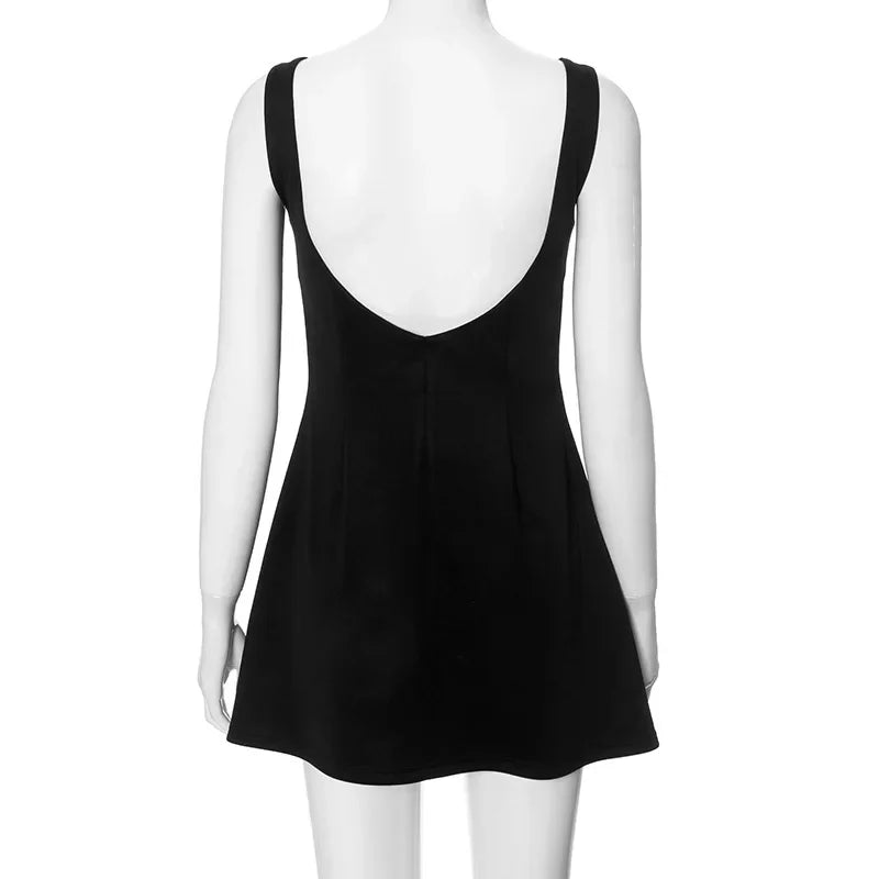 Sleeveless High Waist Backless Mini Dresses