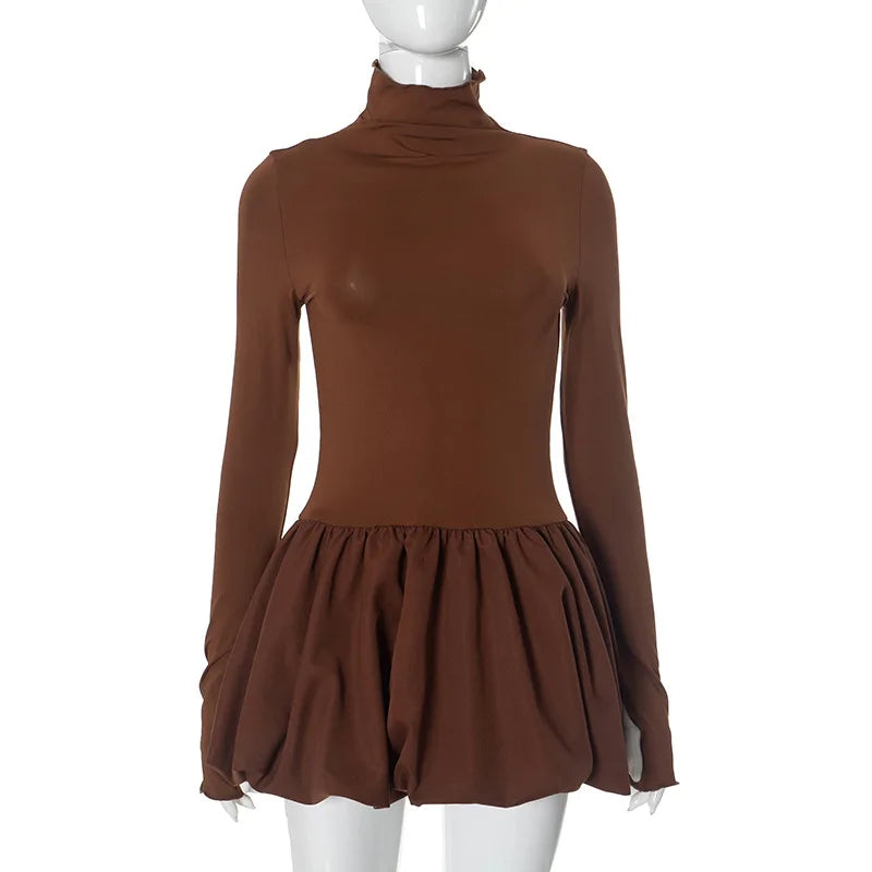 Long Sleeve Turtleneck Bud Mini Dress