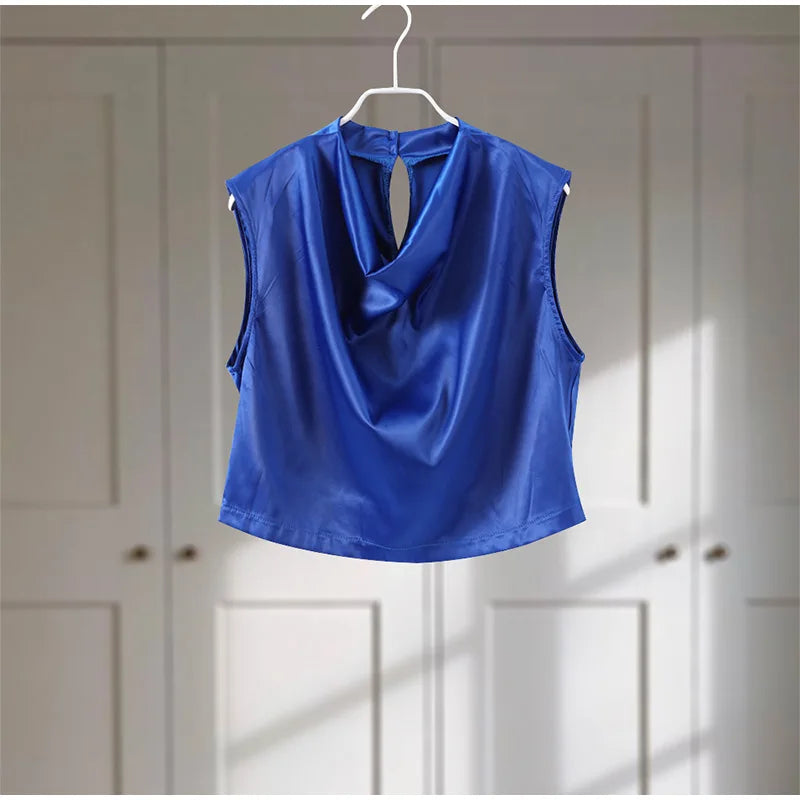 Sleeveless Top Suit With Front Split Skirt