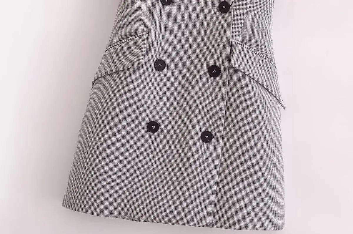 Plaid Halter Sleeveless Button Dress