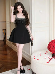 Nail Drill Slash Neck Mini Dress