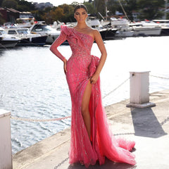 One-Shoulder Side Slit Mermaid Formal Dresses