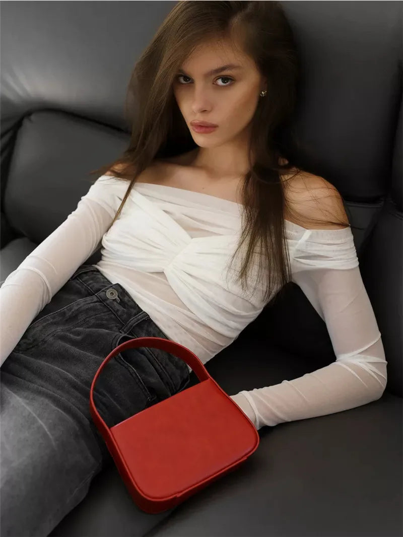Mesh Off-shoulder Pleated Bust Strapless See Through Top