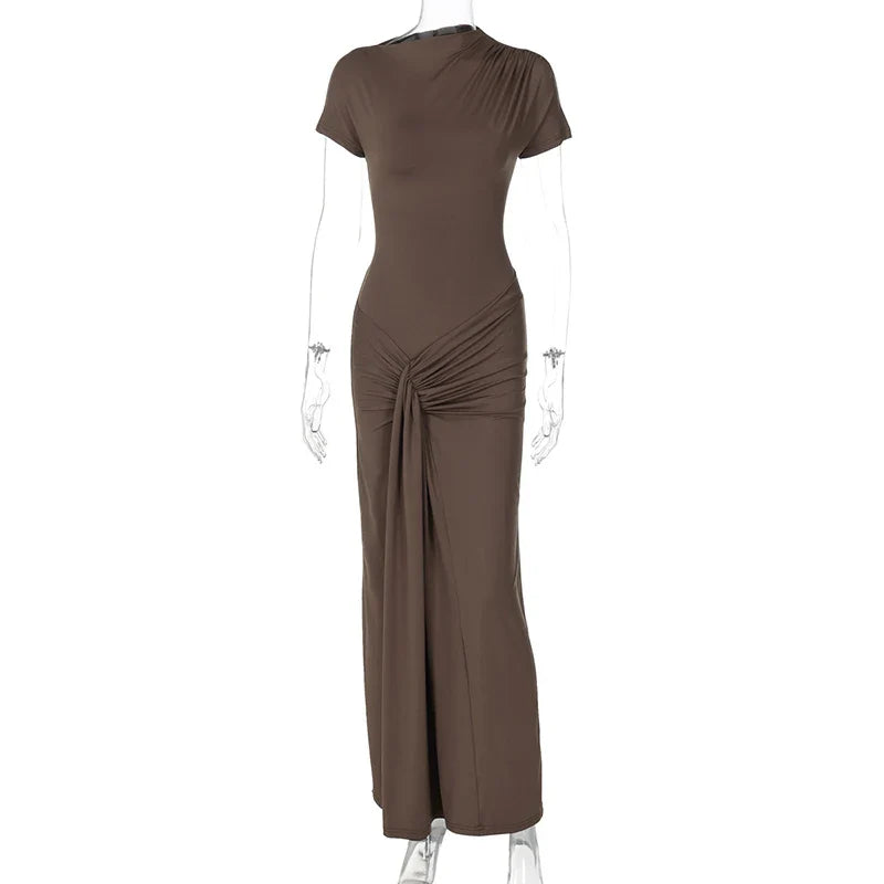 Short Sleeve Maxi Dress Curvy Silhouette & Flattering Tie-Up