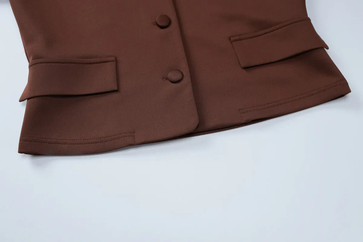 Round Neck Long Sleeve Jacket Mini Skirt Suit
