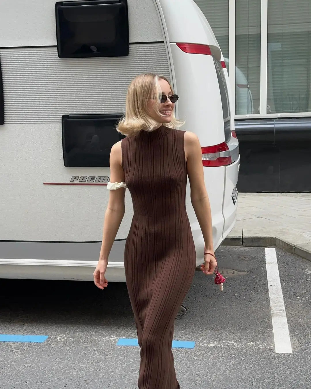 Women's Sleeveless Turtleneck Maxi Dress