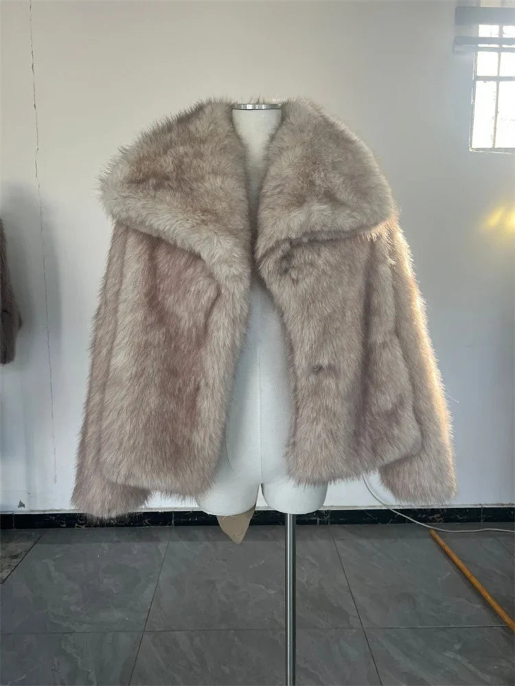 Fur Feather Long Sleeve Tassel Lapel Coat