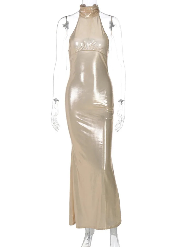 Sequins Backless Fishtail Maxi Dress