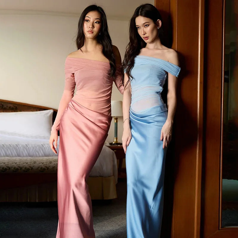 Off-the-Shoulder Strapless Backless Maxi Dress
