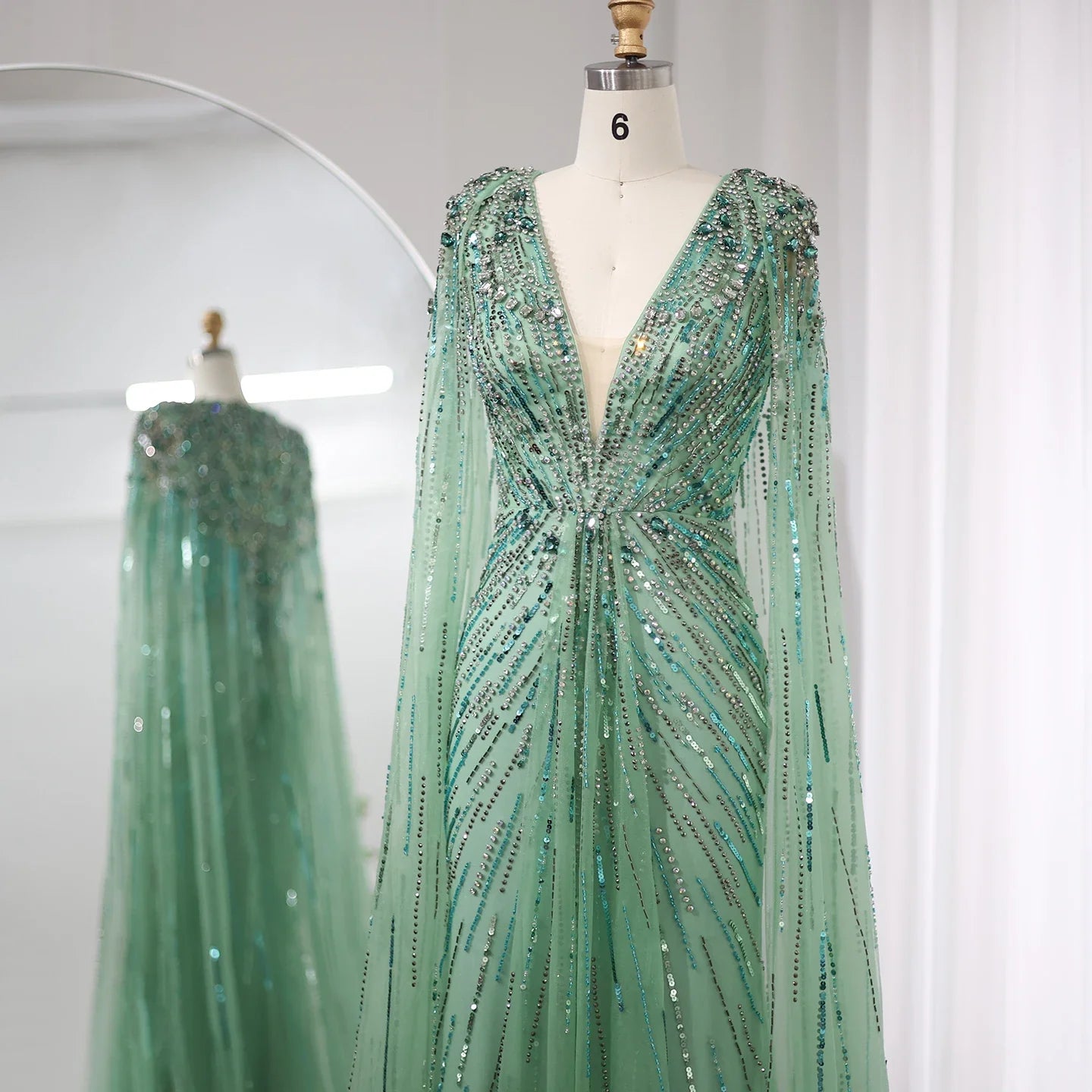 Crystal Evening Gown with Cape