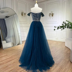 Boat Neck Split Mermaid Elegant Beaded Gowns