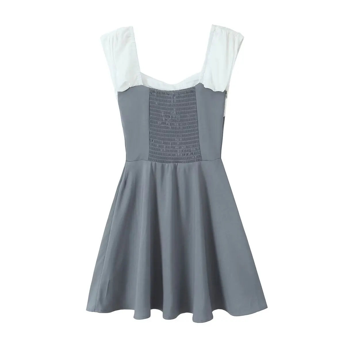 Contrast Slash Shoulder Elastic Back Mini Dress