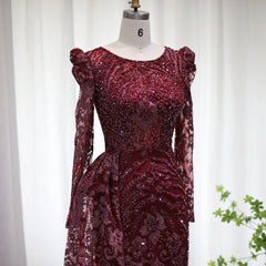 Mermaid Overskirt Long Sleeves Evening Dress