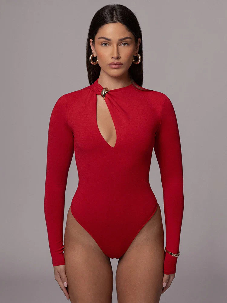 Hollowed Out Long Sleeve Bodysuit