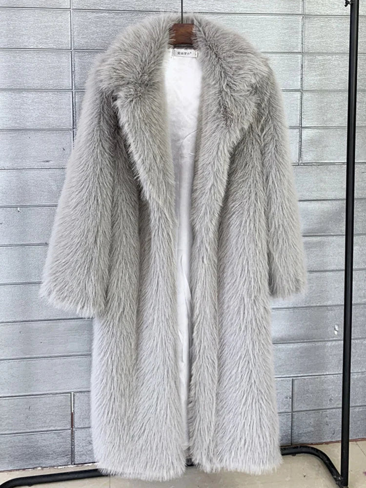 Winter Fur Feather Overcoat  Loose Streetwear Jacket