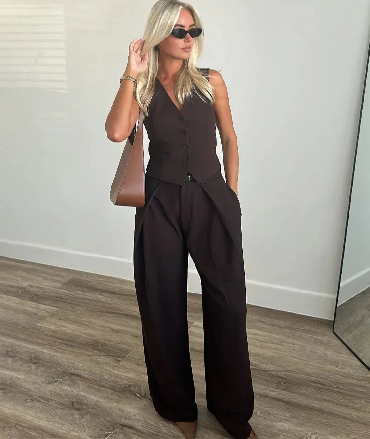 Side Slit Top Pocket Sashes Design Pant Suit