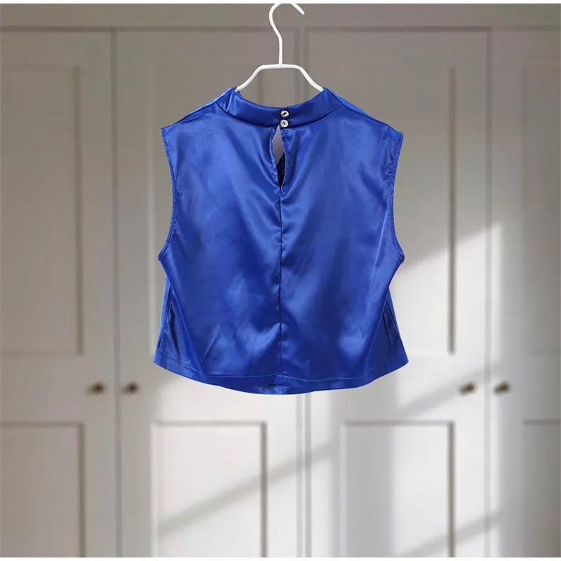 Sleeveless Top Suit With Front Split Skirt