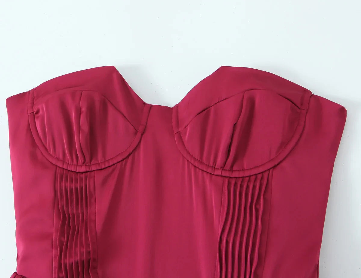 Bra Chest With Wire Satin Strapless Dress
