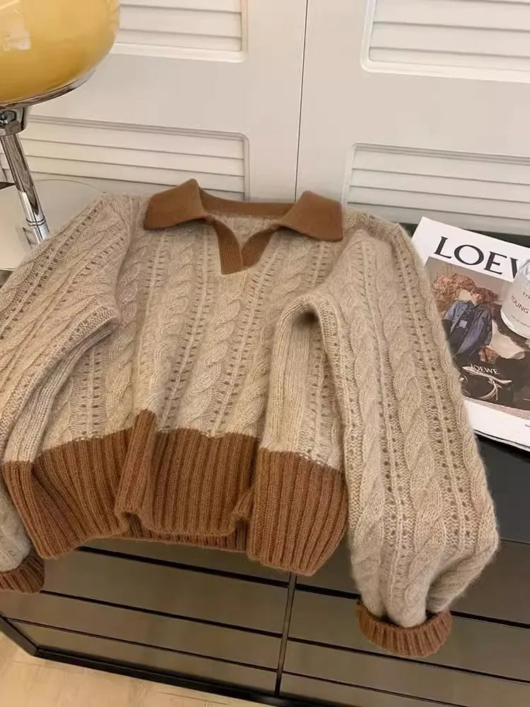 Brown Slouchy Knitwear Jumper