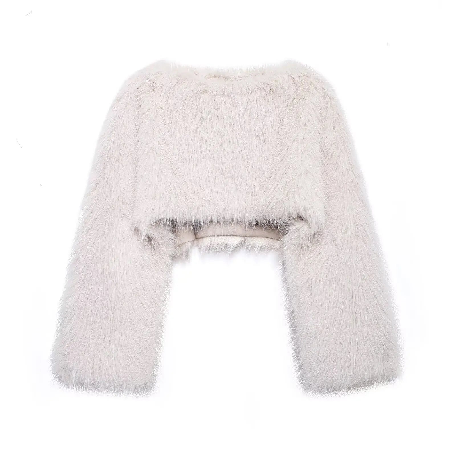 White Faux Fur Short Pullover Coat