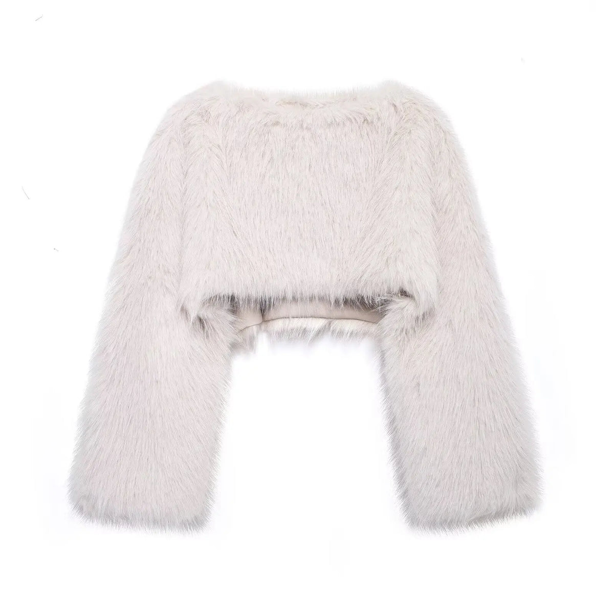 White Faux Fur Short Pullover Coat