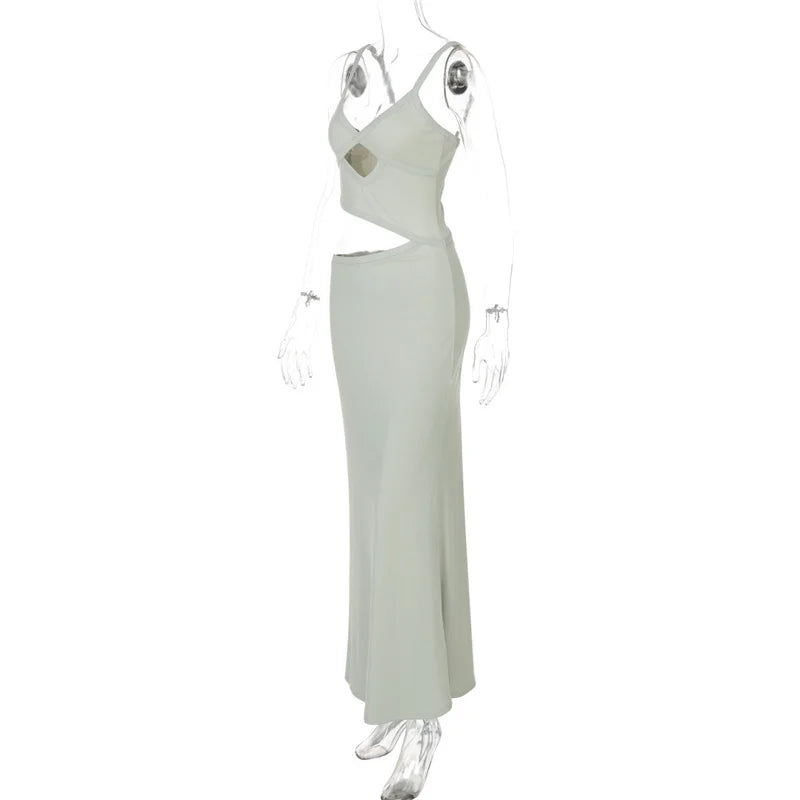 Hollow Out Spaghetti Strap Backless Long Dress