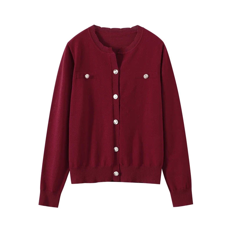 Slim Fit Elegant Burgundy Red Coat and Mini Skirt Set for Women
