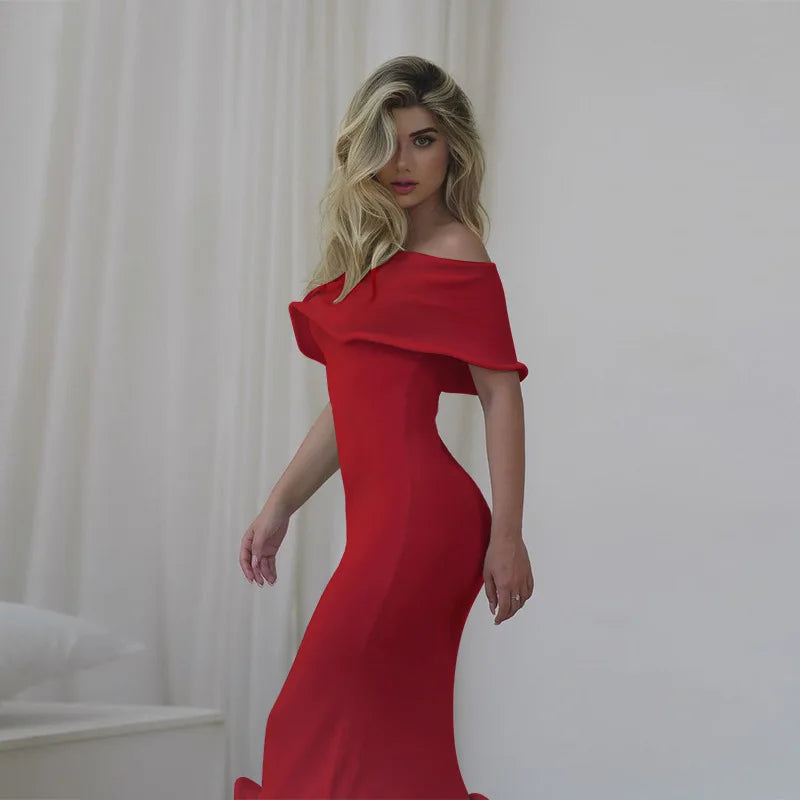 Ruffled Backless Midi Party Dress