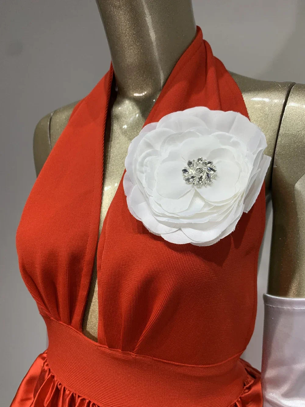 Backless 3D Flower Tight Long Bandage Dress