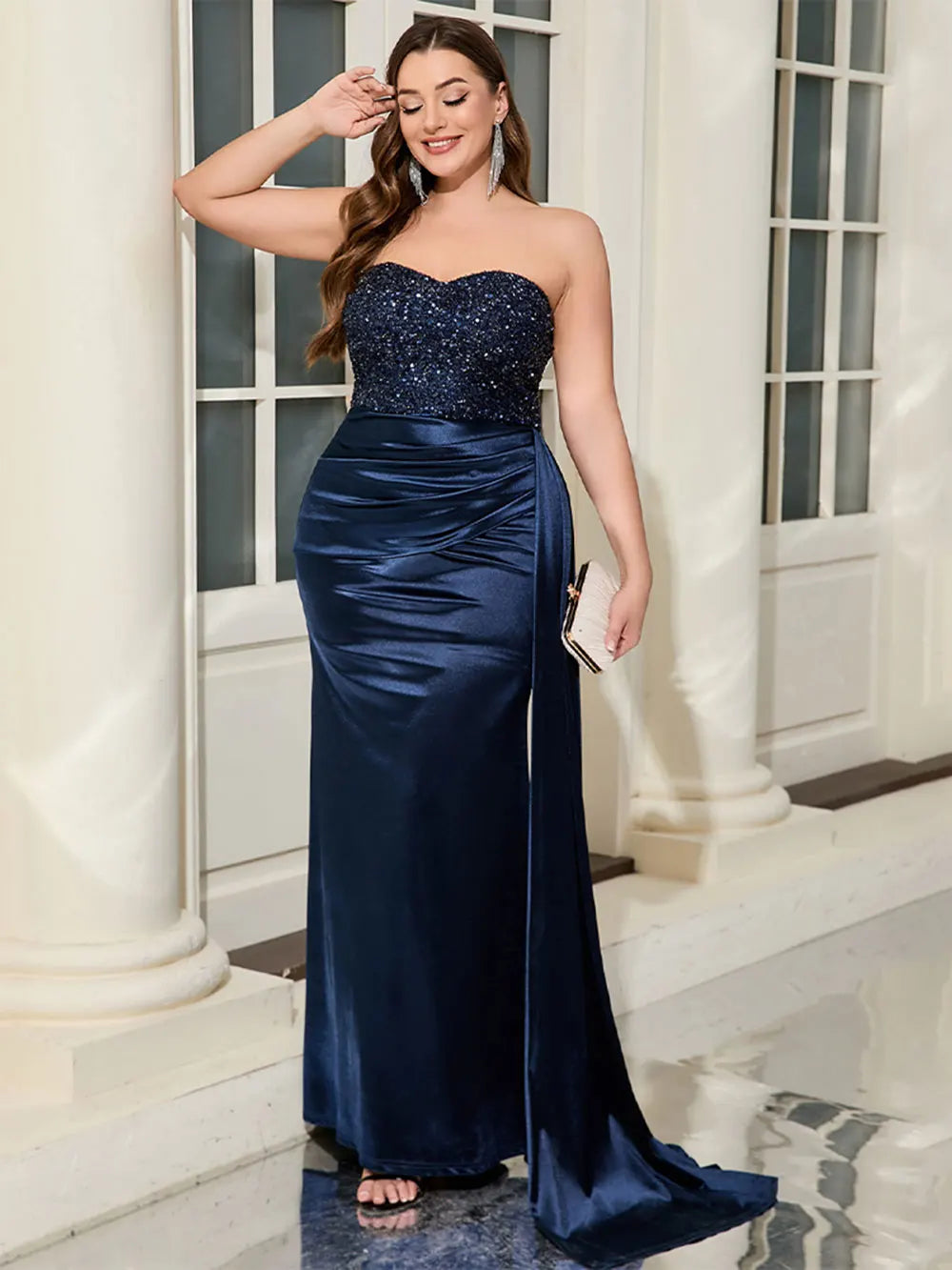 Glitter Patchwork Ankle Length Dress