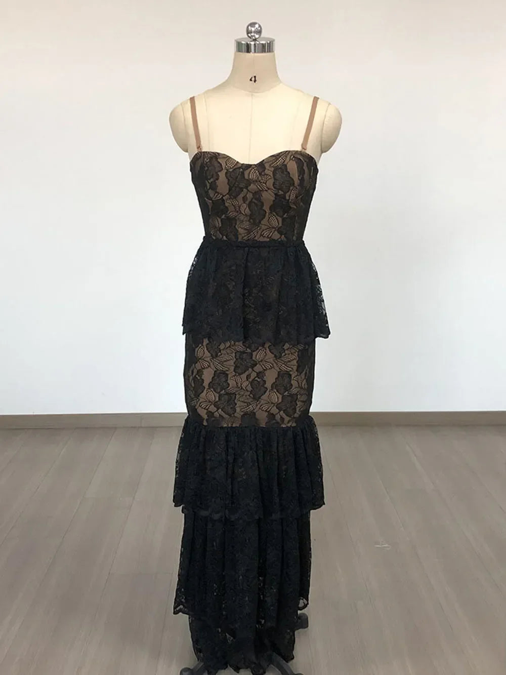 Convertible Maxi Lace Trim Evening Gown