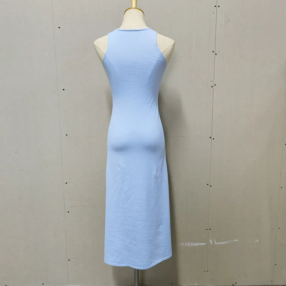 Knit Slit Solid High Waisted Vacation Dresses