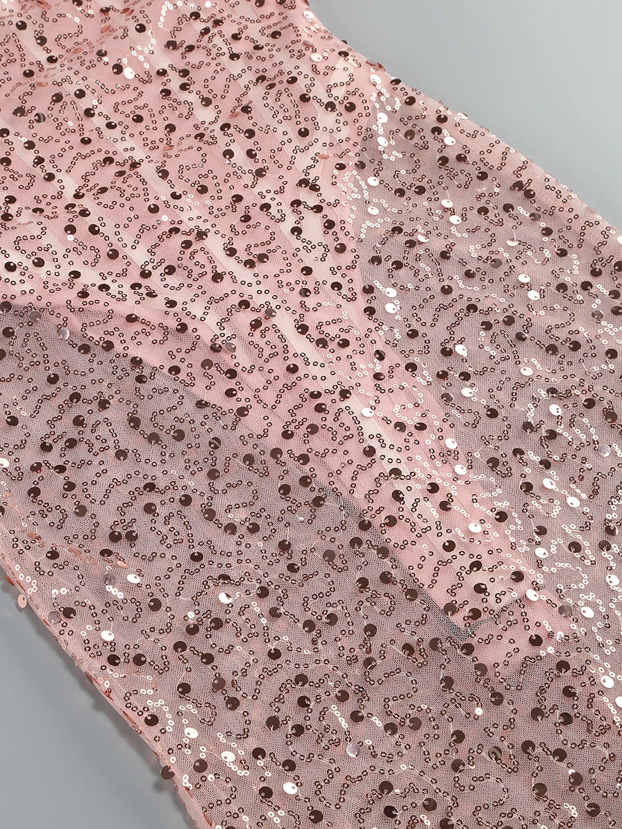 Pink Strapless See Through Long Dress
