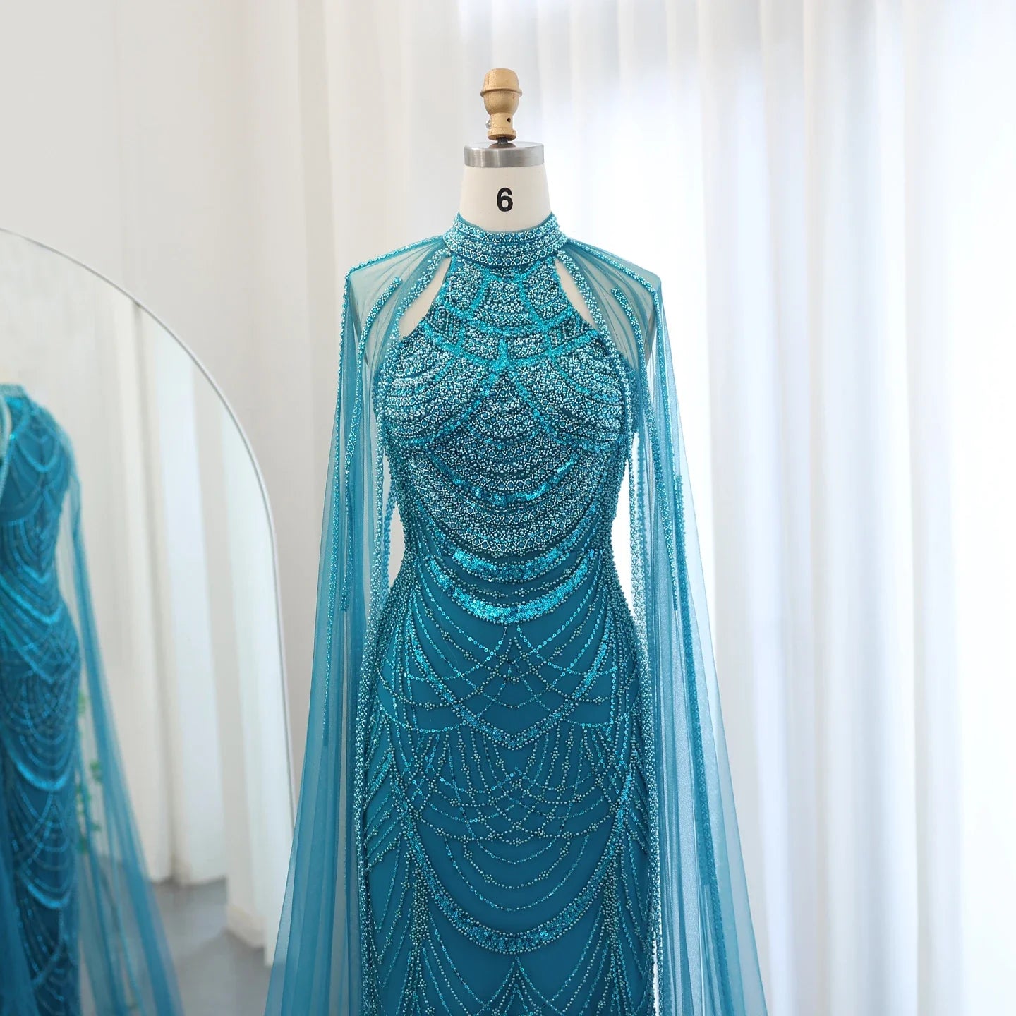 Black Evening Gown with Cape Sleeves