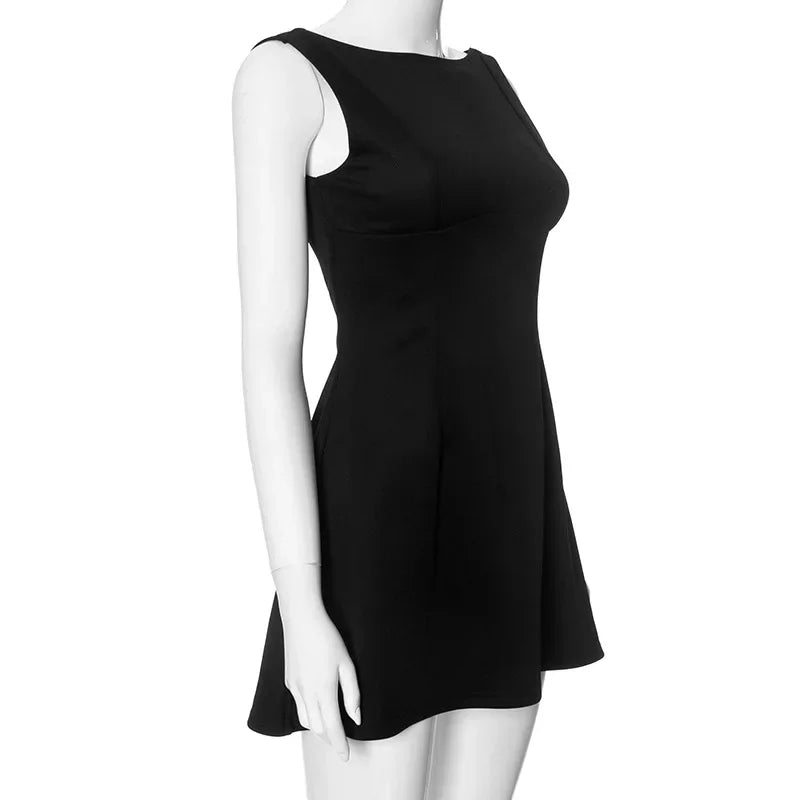 Sleeveless High Waist Backless Mini Dresses