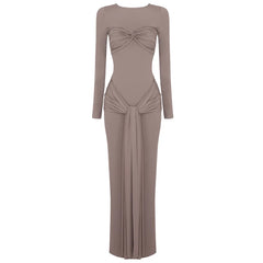 O-neck Long Sleeve Robe fashion Maxi Dress